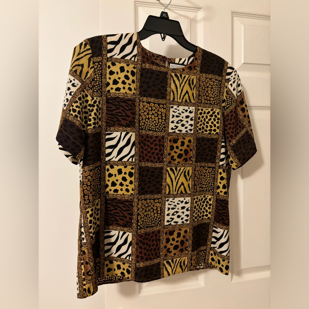 Notations short sleeve blouse